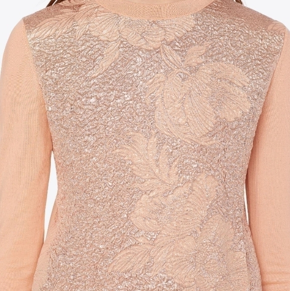 Tory Burch Wool/Silk Cloque Front Sweater - Picture 1 of 12